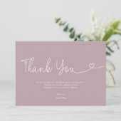 Carte De Remerciements Script cœur rose blush pour Baby Shower Fille (Debout devant)