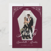 Carte De Remerciements Script Coffin Photo gothique Mariage d'Halloween (Devant)