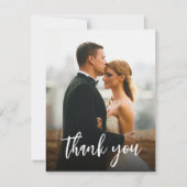 Carte De Remerciements Script Custom 2 Photos Mariages Moderne (Devant)