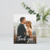 Carte De Remerciements Script Custom 2 Photos Mariages Moderne (Debout devant)