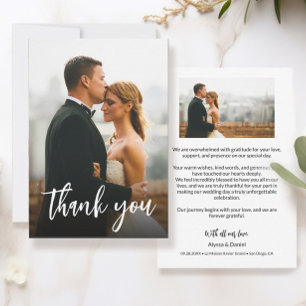 Carte De Remerciements Script Custom 2 Photos Mariages Moderne