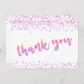 Carte De Remerciements Script de brosse de Parties scintillant à plusieur (Devant / Derrière)