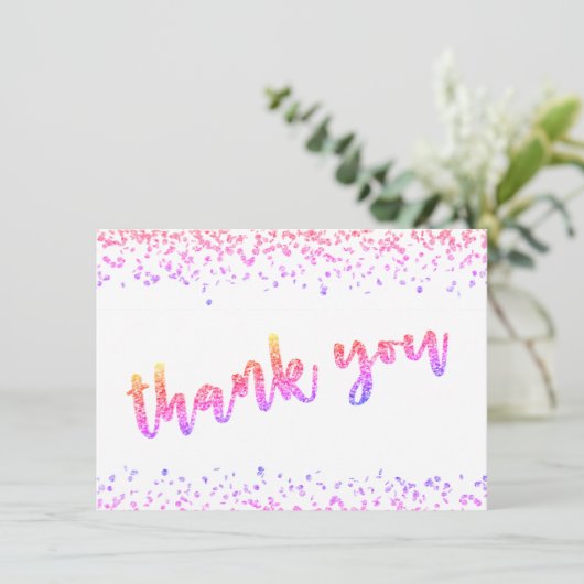 Carte De Remerciements Script de brosse de Parties scintillant à plusieur (Debout devant)