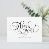 Carte De Remerciements Script de calligraphie chic Mariage personnalisé (Debout devant)