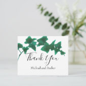 Carte De Remerciements Script de calligraphie classique en vert anglais i (Debout devant)