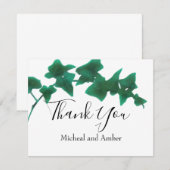 Carte De Remerciements Script de calligraphie classique en vert anglais i (Devant / Derrière)