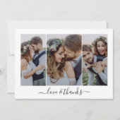 Carte De Remerciements Script de calligraphie Mariage multiphoto (Devant)