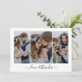 Carte De Remerciements Script de calligraphie Mariage multiphoto (Debout devant)