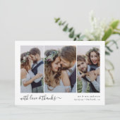 Carte De Remerciements Script de calligraphie Mariage multiphoto (Debout devant)