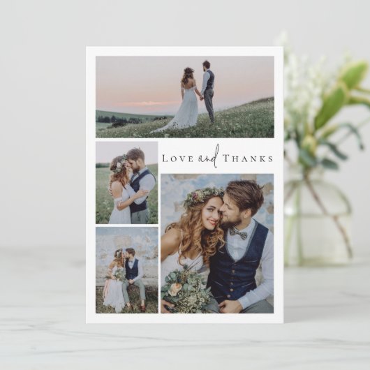 Carte De Remerciements Script de calligraphie Mariage multiphoto (Debout devant)