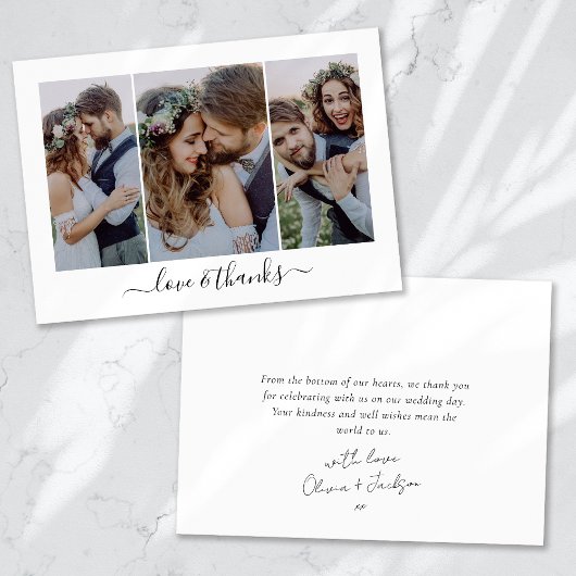 Carte De Remerciements Script de calligraphie Mariage multiphoto