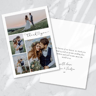 Carte De Remerciements Script de calligraphie Mariage multiphoto