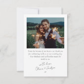 Carte De Remerciements Script de calligraphie Mariage multiphoto (Dos)