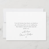 Carte De Remerciements Script de calligraphie Mariage multiphoto (Dos)