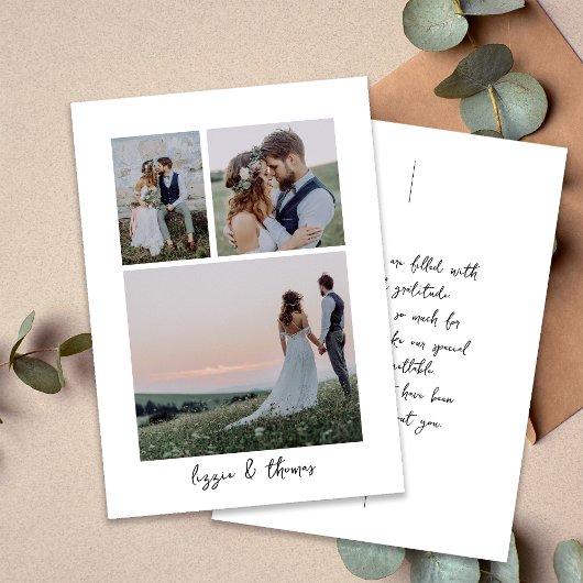 Carte De Remerciements Script de calligraphie Mariage photo multiple