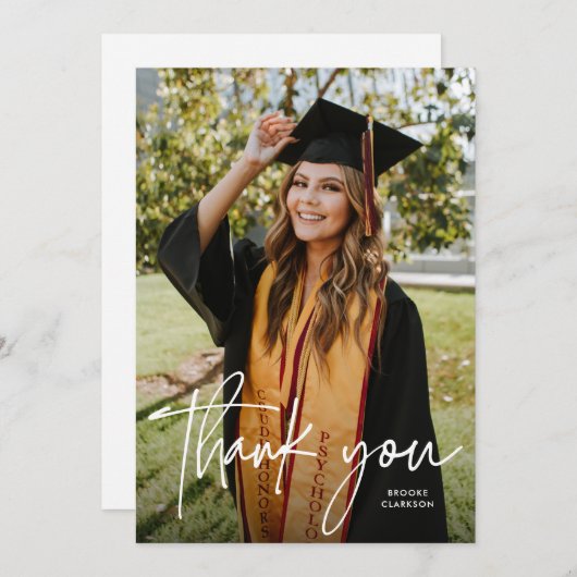 Carte De Remerciements Script de calligraphie moderne décontracté Diplôme (Devant / Derrière)