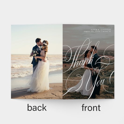 Carte De Remerciements Script de calligraphie moderne élégant 8 mariage p