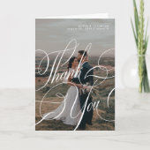 Carte De Remerciements Script de calligraphie moderne élégant 8 mariage p (Devant)