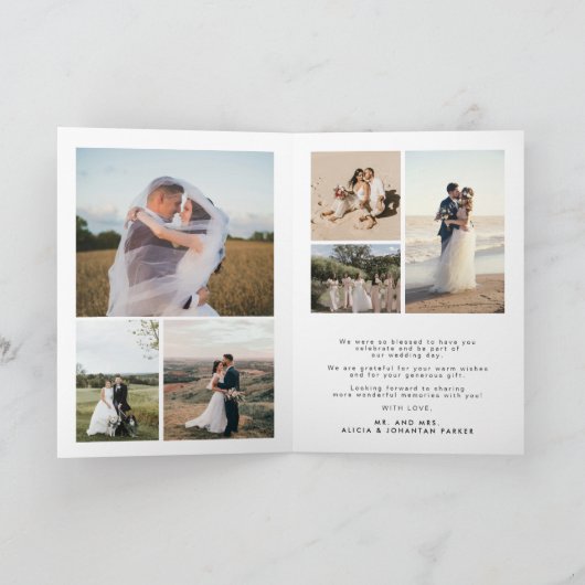 Carte De Remerciements Script de calligraphie moderne élégant 8 mariage p (Intérieur)