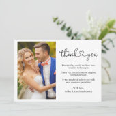 Carte De Remerciements Script de calligraphie moderne Mariage de photo Co (Debout devant)