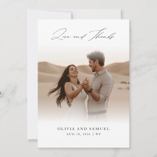 Carte De Remerciements Script de calligraphie moderne Mariage photo simpl (Devant)