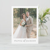 Carte De Remerciements Script de calligraphie romantique Mariage photo mu (Debout devant)