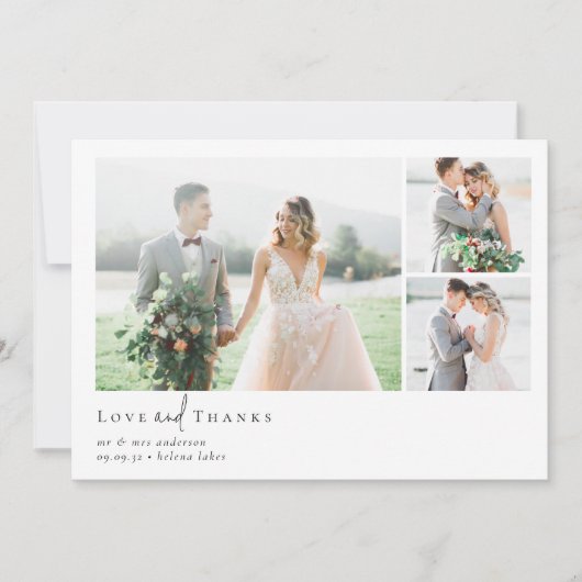 Carte De Remerciements Script de calligraphie romantique Mariage photo mu (Devant)