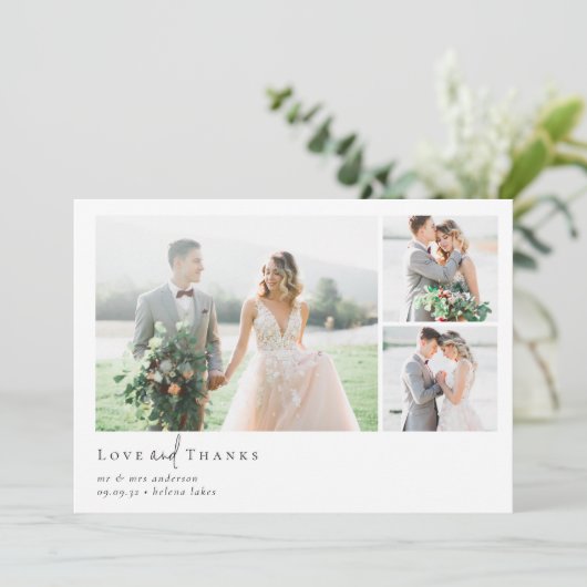 Carte De Remerciements Script de calligraphie romantique Mariage photo mu (Debout devant)