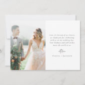 Carte De Remerciements Script de calligraphie romantique Mariage photo mu (Dos)