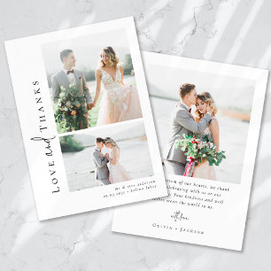 Carte De Remerciements Script de calligraphie romantique Mariage photo mu