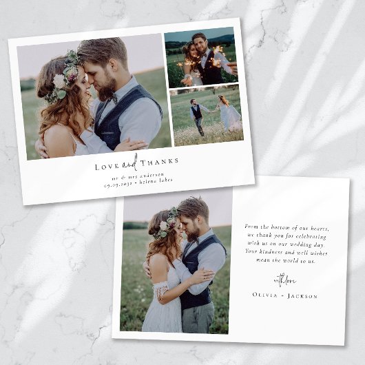 Carte De Remerciements Script de calligraphie romantique Mariage photo mu