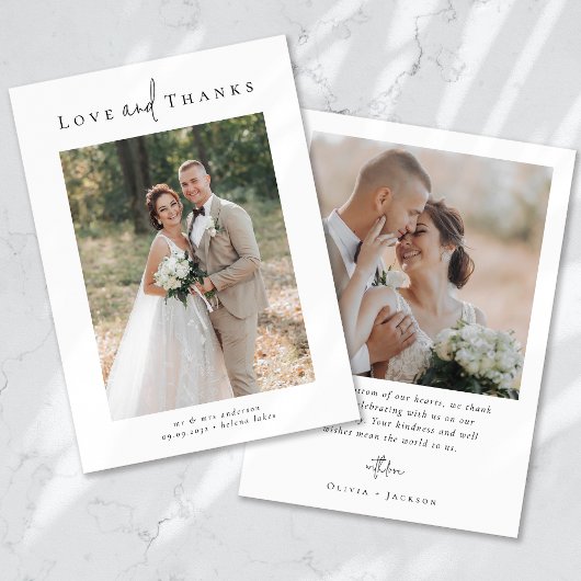 Carte De Remerciements Script de calligraphie romantique Mariage photo mu