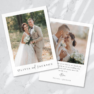 Carte De Remerciements Script de calligraphie romantique Mariage photo mu
