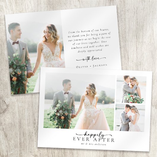 Carte De Remerciements Script de calligraphie romantique Mariage photo mu