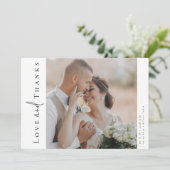 Carte De Remerciements Script de calligraphie romantique Mariage photo mu (Debout devant)