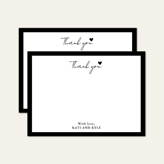 Carte De Remerciements Script de calligraphie simple cœur