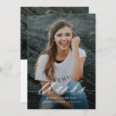 Carte De Remerciements Script de calligraphie simple Deux diplômes photo (Devant / Derrière)