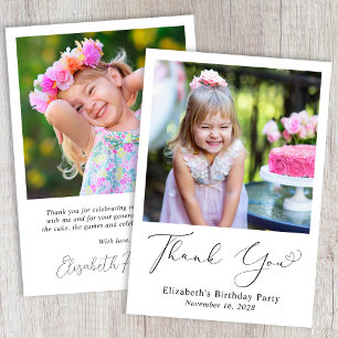 Carte De Remerciements Script de Coeur de Photo moderne Anniversaire
