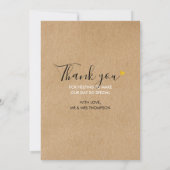 Carte De Remerciements Script de cœur doré Mariage kraft rustique Photo (Dos)