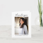 Carte De Remerciements Script de coeur moderne photo de graduation person (Devant)