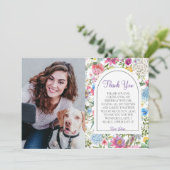 Carte De Remerciements script de fleurs de jardin (Debout devant)