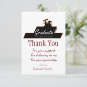 Carte De Remerciements Script de graduation Défilement bordeaux et blanc (Debout devant)