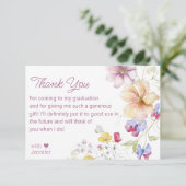 Carte De Remerciements script de graduation rose fleur sauvage aquarelle (Debout devant)