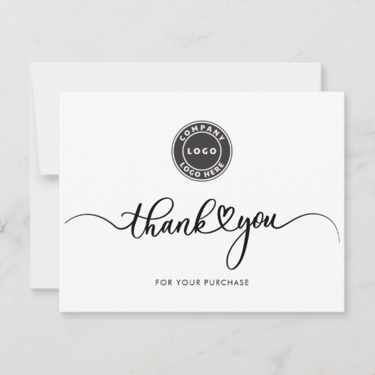 Carte De Remerciements Script de logo d'entreprise simple (Devant)