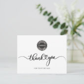 Carte De Remerciements Script de logo d'entreprise simple (Debout devant)