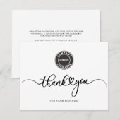 Carte De Remerciements Script de logo d'entreprise simple (Devant / Derrière)