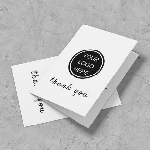 Carte De Remerciements Script de logo minimaliste pour entreprise Noir Bl