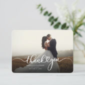 Carte De Remerciements Script de mariage jour photo Lettré main (Debout devant)