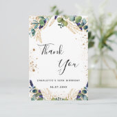 Carte De Remerciements Script de parties scintillant de l'eucalyptus de v (Debout devant)