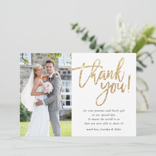 Carte De Remerciements Script de parties scintillant or glam moderne MERC (Debout devant)